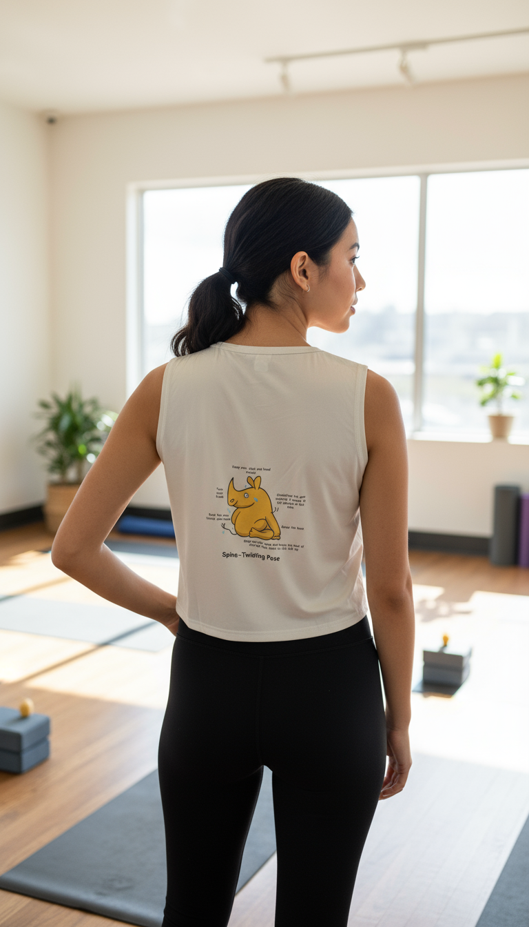Polera corta sin magas - Spine Twisting Pose