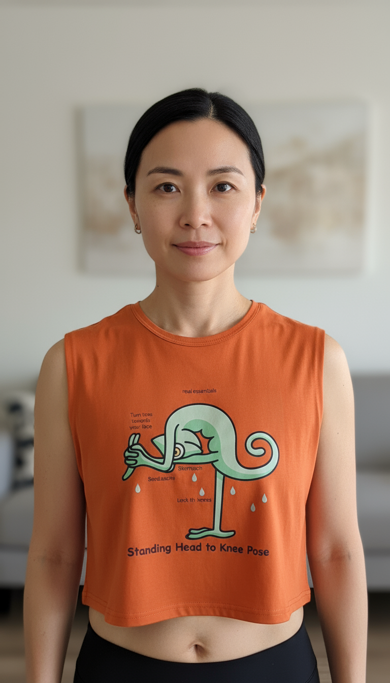 Polera corta sin mangas - Standign Head to knee Pose