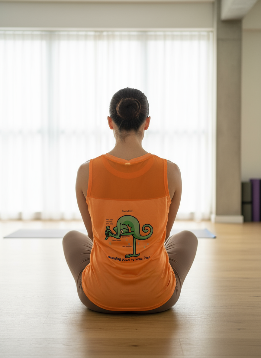 Polera manga corta - Standing head to knee Pose