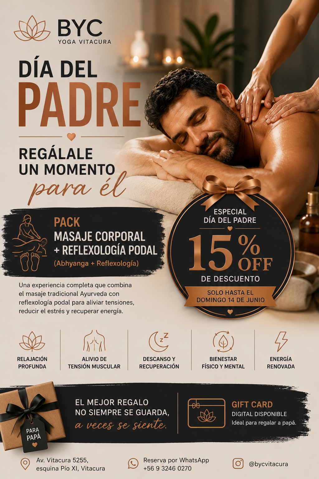 FELIZ DÍA PAPÁ 🎁 15% OFF ✨Masaje Corporal Abhyanga + Reflexología Podal - Pack Armonía Integral