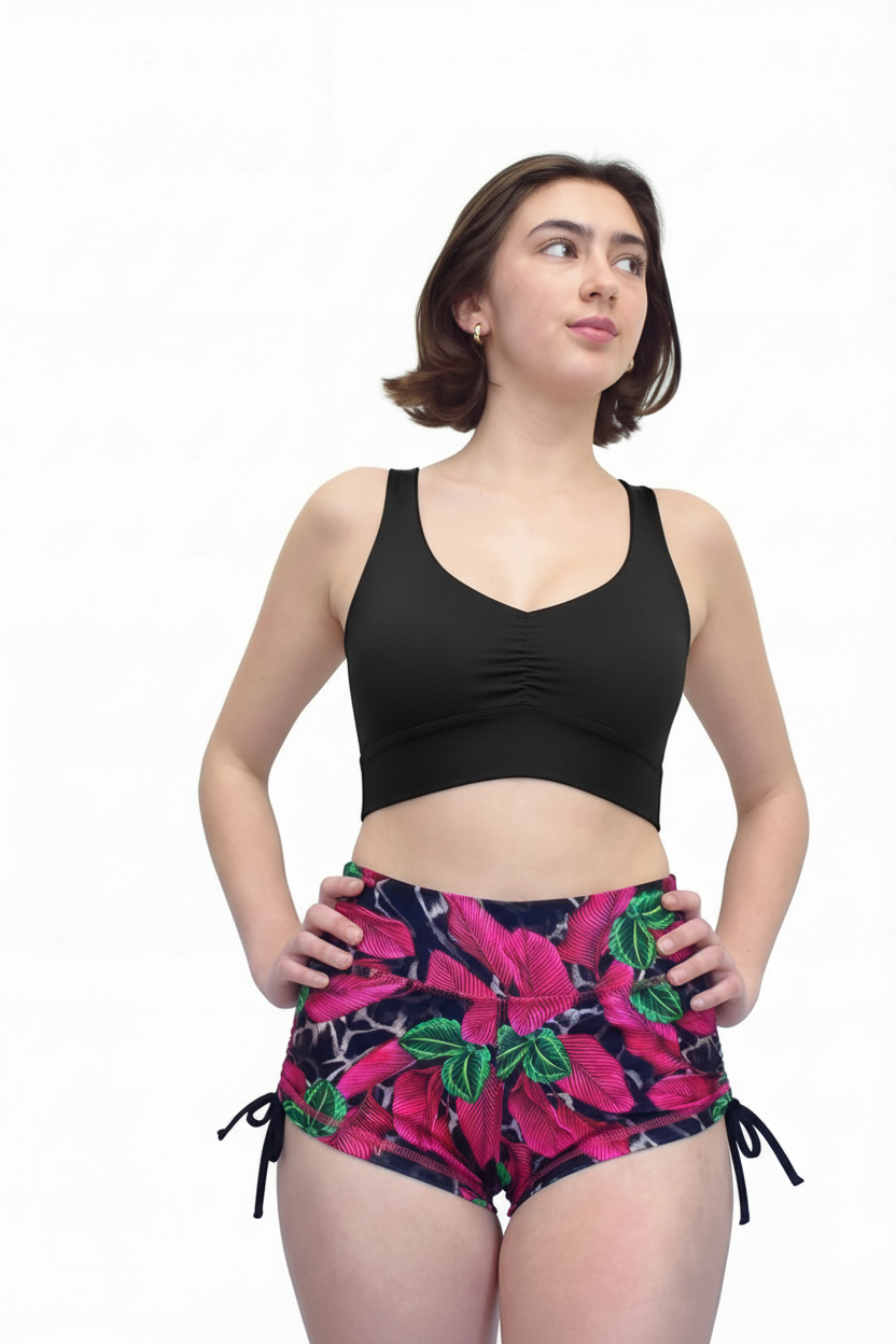 3. short hojas fucsia ajustable