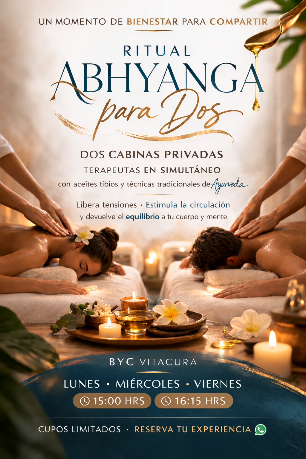 Masaje Corporal Simultáneo - Abhyanga para Dos – | 60 min | Cabinas Privadas