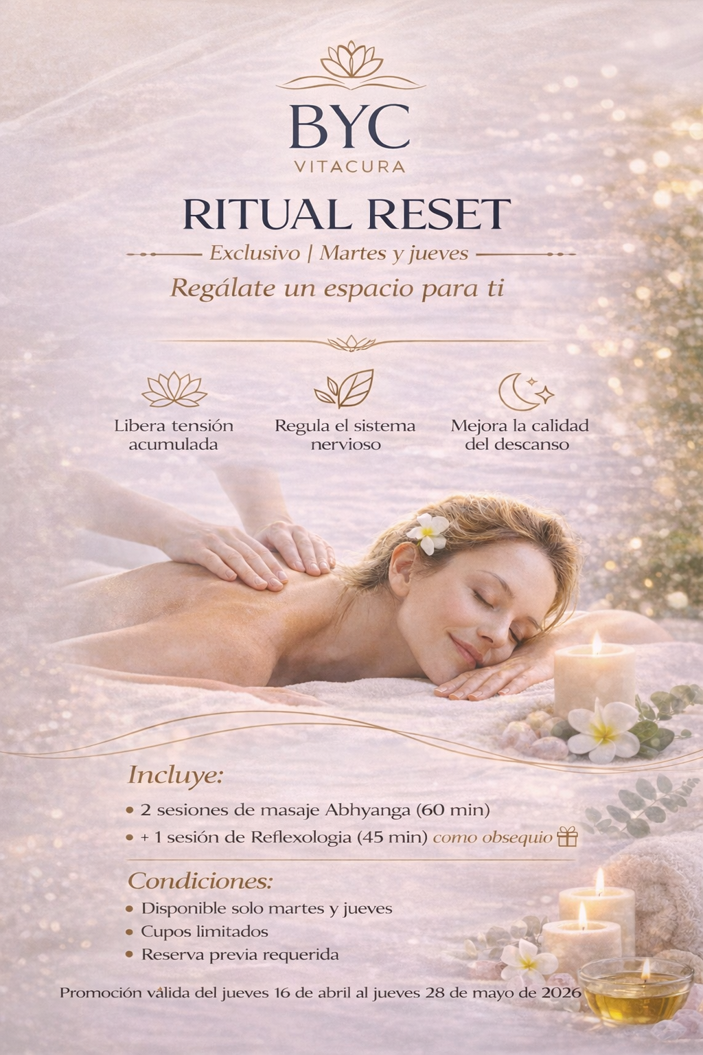 Masaje Corporal Abhyanga (02) + Reflexología Podal (01)- Pack Ritual Reset MARTES Y JUEVES
