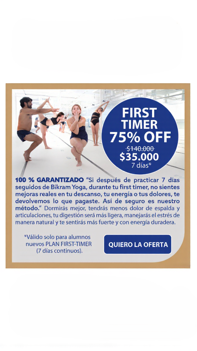FIRSTIMER  -  7 días de práctica continua de Bikram Yoga